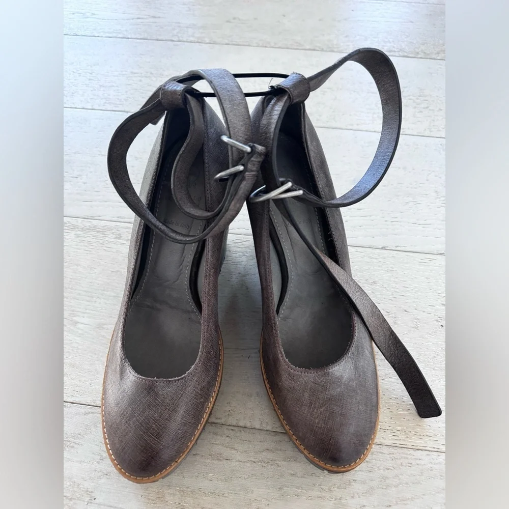 Brunello Cucinelli Designer Platform Leather Wedges Heels 40 US 9.5-10